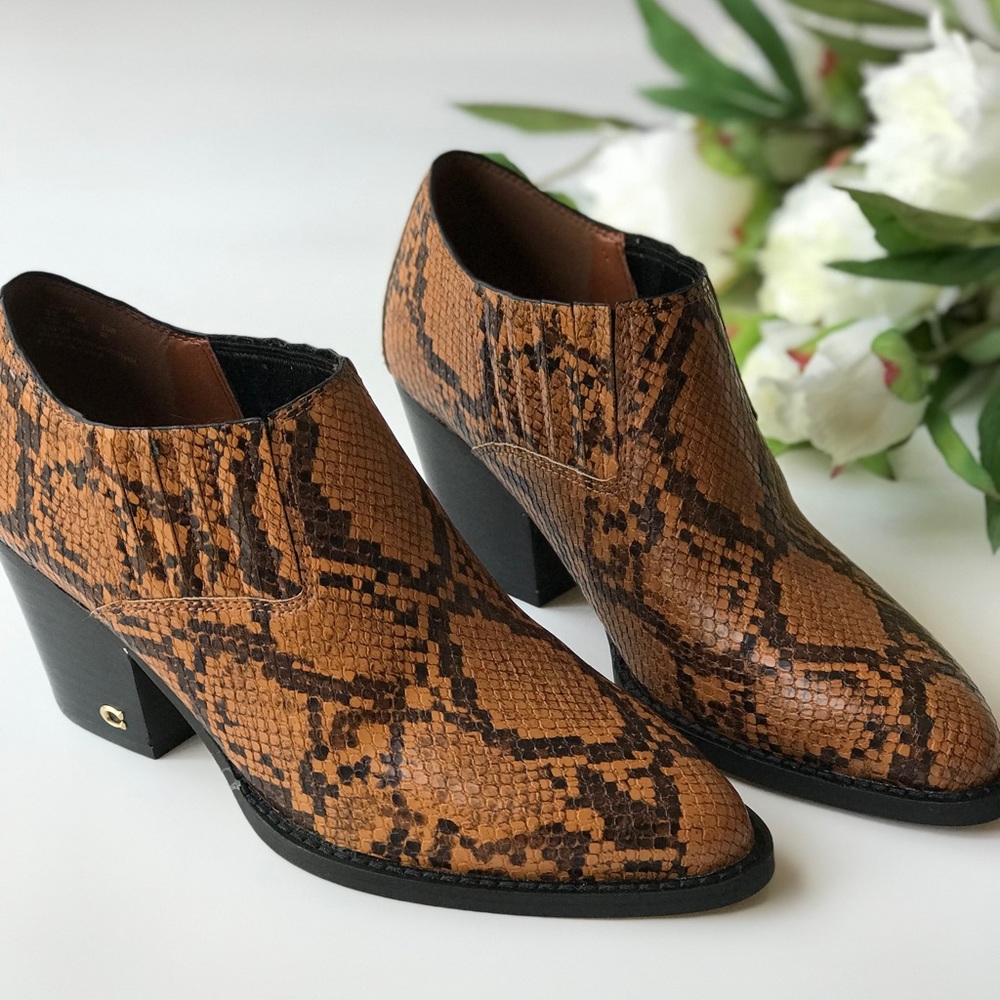 Coach Perri Snake Print Caramel Western Booties
